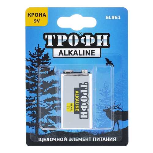 Батарейка Трофи Alkaline 6LR61-1BL C0034928 1 шт в Юлмарт