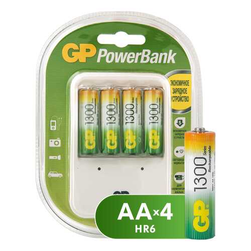 Зарядное устройство + аккумуляторы GP GPPB420GS130-2CR5 AA 4 шт. 1300 mAh в Юлмарт